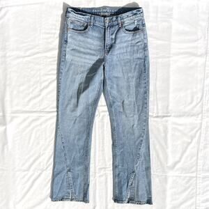 American Eagle 90’s Bootcut Jeans Dpluy Ankle Womens 8 Distressed Light Wash